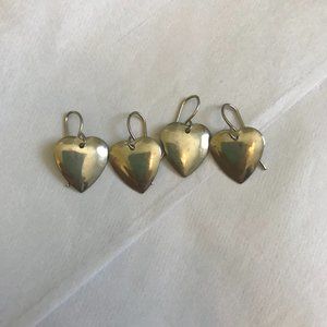 3/$15 Two Sets of Silver Metallic Heart Earrings